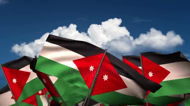 Wymachując flagami jordański — Wideo stockowe