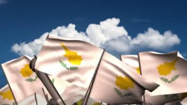 Kıbrıs bayrakları sallayarak