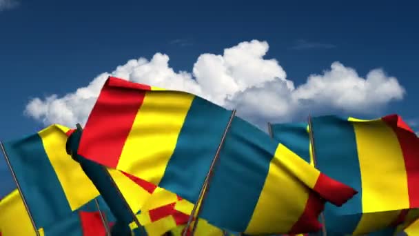 Viftande tchadiska flaggor — Stockvideo