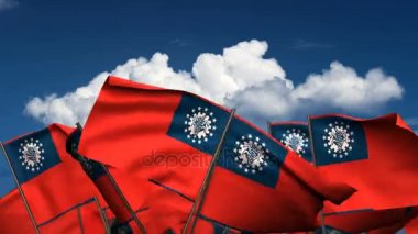 Myanmar bayrakları (kesintisiz ve alfa kanalı sallayarak)