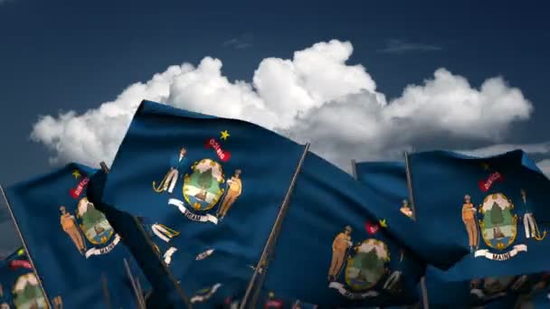 Waving Flag Stanu Maine Kanał Bezszwowe Alfa — Wideo stockowe