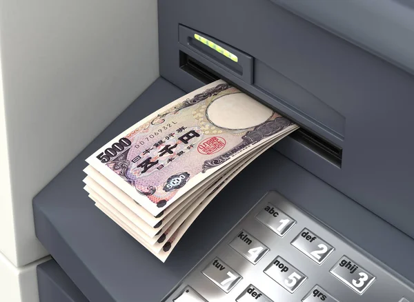 Retirada do iene japonês da caixa multibanco — Fotografia de Stock
