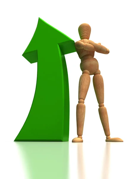 Arrow up and mannequin — Stock Photo, Image