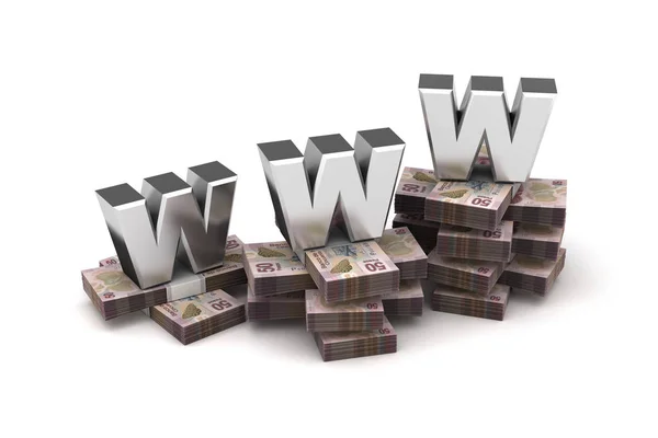 World Wide Web Economy with Mexican Pesos — Stock Photo, Image