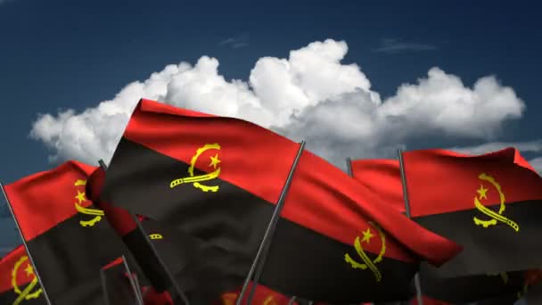 Waving Angola Flags Seamless Alpha Channel — Stock Video