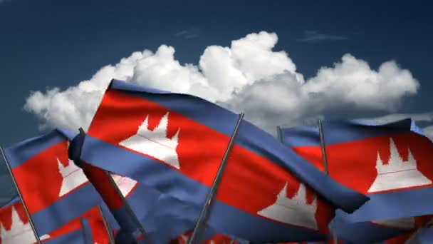 Waving Cambodia Flags Seamless Alpha Channel — Stok video