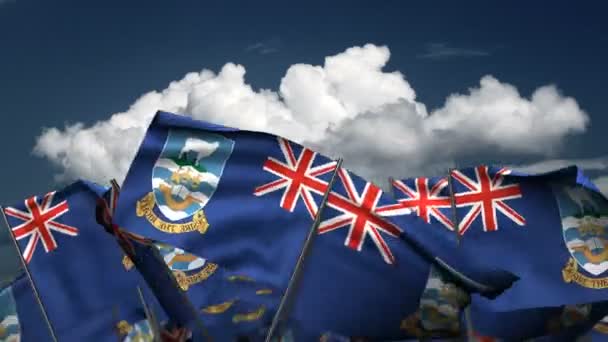 Waving Falkland Islands Flags Seamless Alpha Channel — Stockvideo
