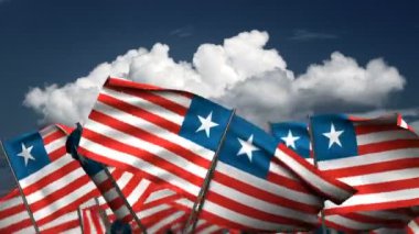 Waving Liberia Flags (seamless & alpha channel)