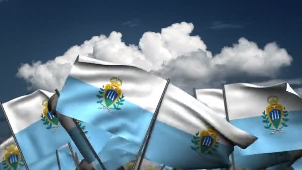 Waving San Marino Flags Seamless Alpha Channel — Stok video