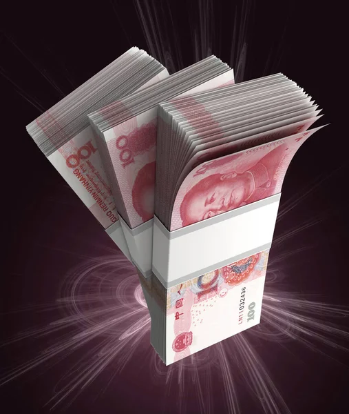 Stack Chinese Yuan Isolated Clipping Path — Stock Photo, Image