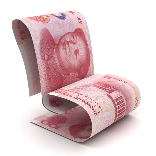 Managing Chinese Yuan Isolated White Background — Stock Photo, Image