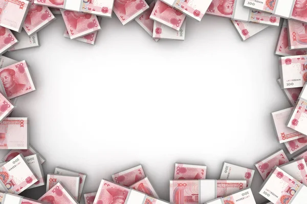 Frame Chinese Yuan Isolated White Background — Stock Photo, Image