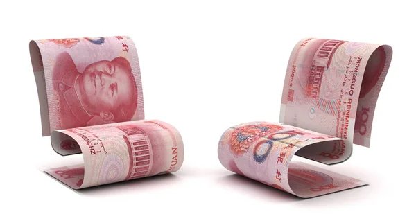 Managing Chinese Yuan Isolated White Background Royalty Free Stock Photos