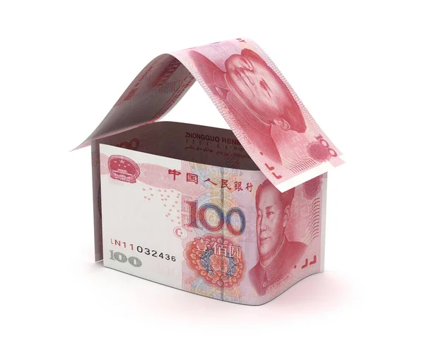 Imóveis Com Yuan Chinês Isolado Fundo Branco — Fotografia de Stock