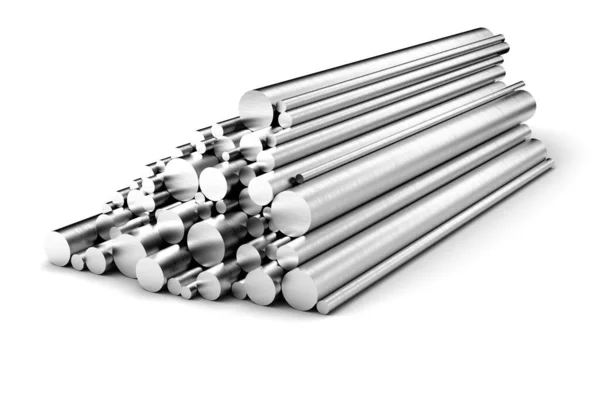 Stainless Steel Rods White Background — Stock Photo, Image