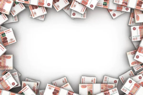 Marco Con Rublo Ruso Aislado Sobre Fondo Blanco — Foto de Stock