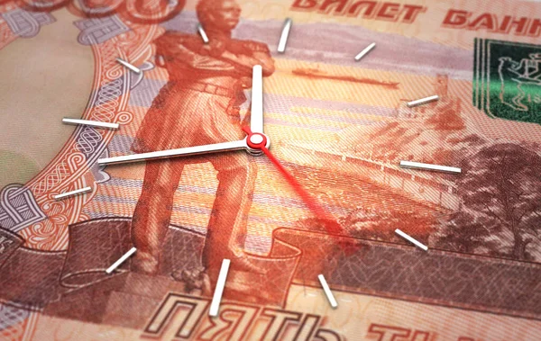 Час Російська Рубль Час Концепція Грошей — стокове фото
