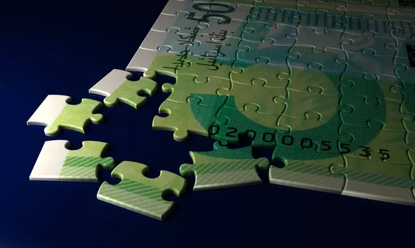 Nieuwe Israëlische Shekel Puzzel Blauwe Achtergrond — Stockfoto