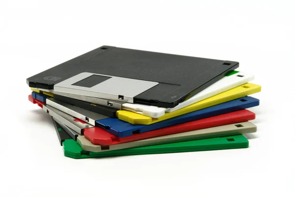 Stack Floppy Drive Vintage Isolato Sfondo Bianco — Foto Stock