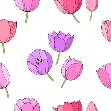 Farklı Lale ile Seamless modeli. Renkli bahar çiçek arka plan sezon tasarımı için