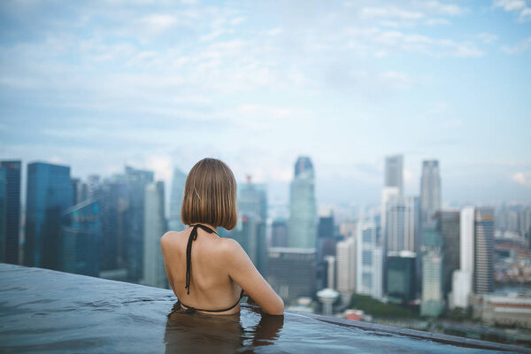 woman in water pool