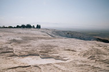 manzarası güzel beyaz kireç taşı pamukkale, Türkiye