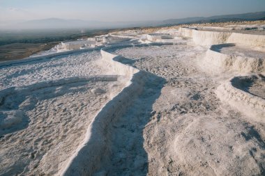 spectacular view of famous white rocks in pamukkale, turkey  clipart