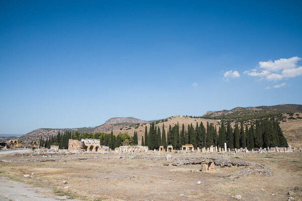 spectacular view of ancient ruins in famous pamukkale, turkey 