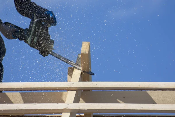 Stavební Dřevěný Rám Střechy — Stock fotografie