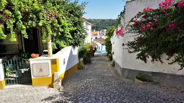 中世の町オビドス ポルトガルのカラフルな通り オビドスは 歴史と文化の都市です 中世と現在のものを組み合わせてください — ストック写真