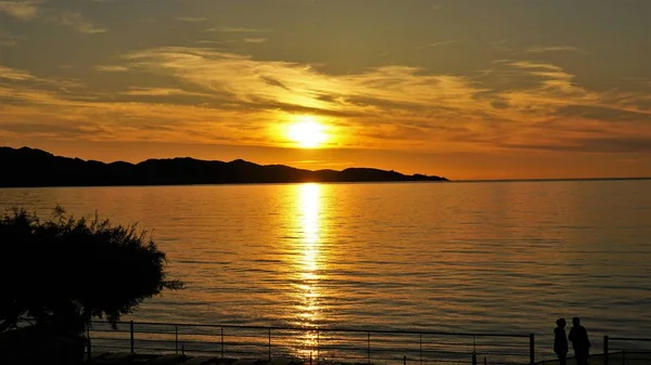 Puesta Sol Bahía Florant Córcega — Foto de Stock