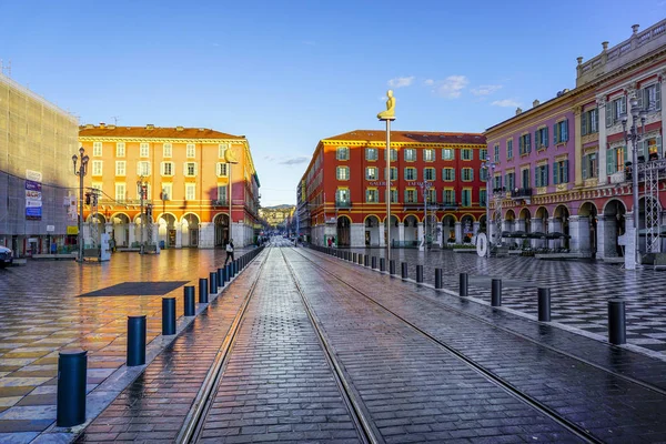 Famosa Praça Massena Nascer Sol Cidade Nice França — Fotografia de Stock