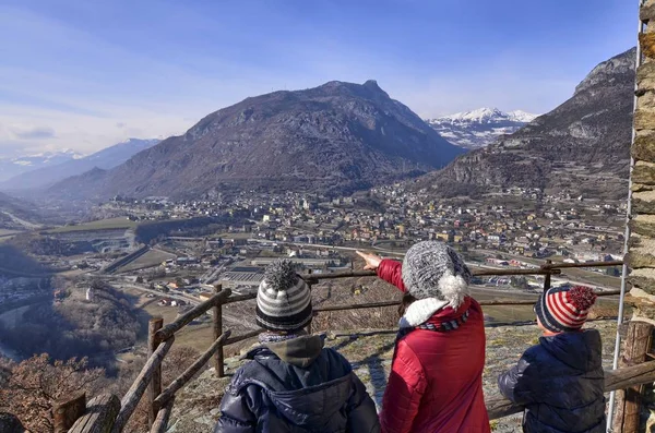 Fração Ussel Chatillon Valle Aosta Itália Fevereiro 2018 Vista Castelo — Fotografia de Stock