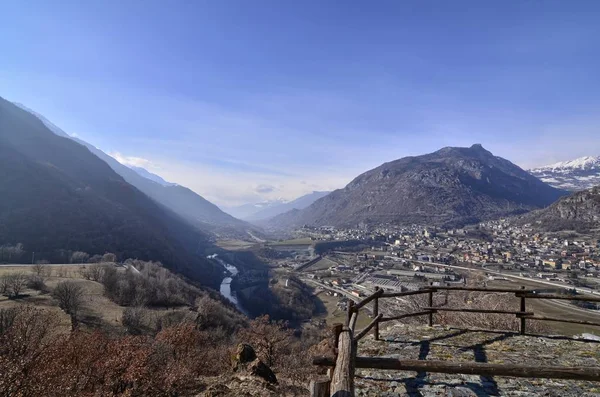 Fração Ussel Chatillon Valle Aosta Itália Fevereiro 2018 Vista Castelo — Fotografia de Stock