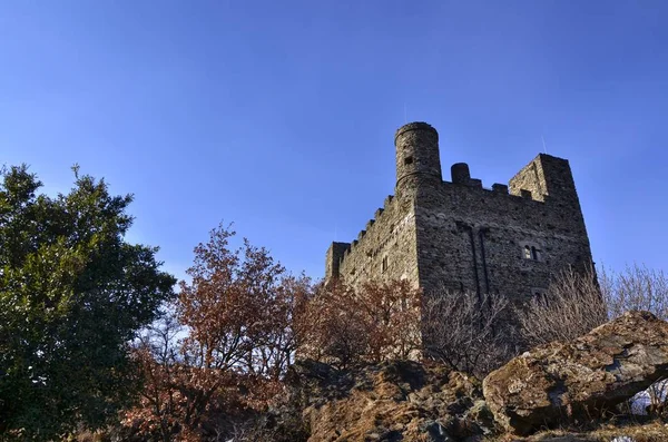 Ussel Fraction Chatillon Valle Aosta Italia Febrero 2018 Castillo Fotografiado —  Fotos de Stock