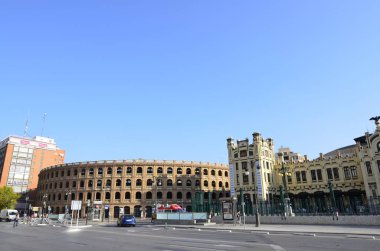 Valencia, İspanya - 18 Ağustos 2017: Plaza de Toros de Valencia. Şehrin ana konumlar boğa güreşi nedeniyle biridir.