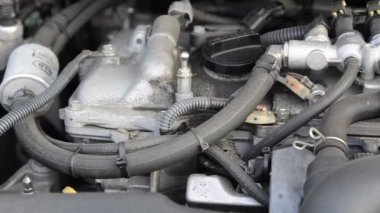 7 Mart 2018 Turin, Piedmont İtalya. Toyota Prius hibrid elektrikli benzin. Dönüşümü Lpg kaynağı ile. Baş kapak enjektörleri Brc. Toyota vurgular hybrid synergy sürücü tarafından üretilen gaz gizler