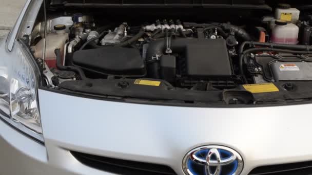 Března 2018 Turín Piemont Itálie Toyota Prius Hybridní Elektrický Benzinu — Stock video