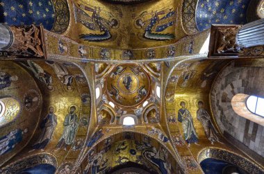 Palermo, İtalya, Sicilya 24 Ağustos 2015. Martorana tarihi merkezinde güzel Kilisesi. Bizans yapı, bu bir oryantal dini ve sanatsal kültür İtalya ifadesidir