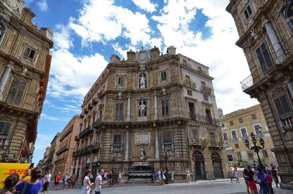 Palermo Italia Sicilia Agosto 2015 Quattro Canti Piazza Villena Ottagono — Foto de Stock