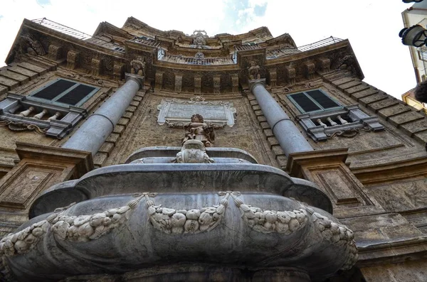 Palermo Italia Sicilia Agosto 2015 Quattro Canti Piazza Villena Ottagono — Foto Stock