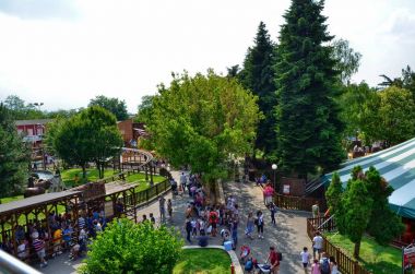 Bergamo, İtalya, Lombardy bölgesi - 28 Haziran 2014: Leolandia, kasabalar, köyler ve ünlü anıtlardan 160 ölçek modelleri ile İtalya'nın minyatür reprodüksiyon için bilinen bir eğlence parkı olduğunu. Mevcut sürmek.