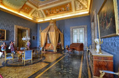 Caserta, Campania bölgesi, İtalya 22 Ağustos 2016. Caserta 'nın görkemli Kraliyet Sarayı. İç kısımları değerli malzemelerle yapılmış ve mükemmel korunmuş..