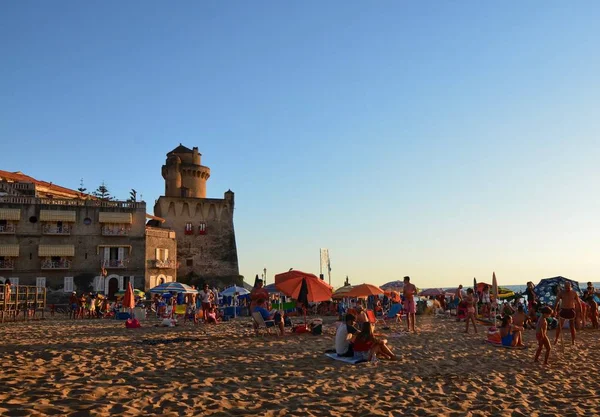 Santa Maria Castellabate Campania Italia Agosto 2016 Playa Principal Con — Foto de Stock