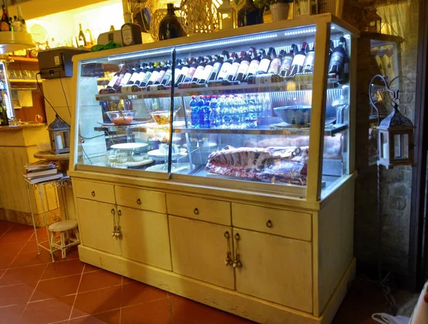 San Gimignano Italie Toscane Août 2016 Restaurants Épiceries Typiques Vins — Photo