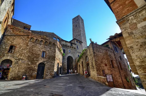 San Gimignano Włochy Region Toskania Sierpnia 2016 Roku Zabytkowego Centrum — Zdjęcie stockowe