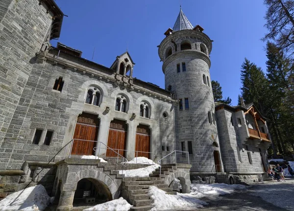 Gressoney Saint Jean Valle Aosta Regionen Italien April 2018 Castel — Stockfoto