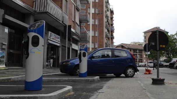 Urin Piemonte Italien April 2018 Piazza Nazario Sauro Byggarbetsplatsen Terminal — Stockvideo