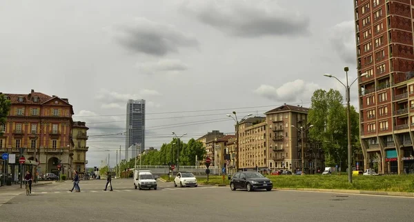 Turín Italia Piamonte Mayo 2018 Fondo Rascacielos Sede Del Banco — Foto de Stock