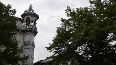 Torino, İtalya, Piedmont 21 Nisan 2018. Art Nouveau evler Torino: Palazzo del Faro Palmieri köşe Duchessa Jolanda - Neo-Gotik-Liberty stili, Giovanni Battista Carrera tarafından yıl 1912 yoluyla yoluyla.